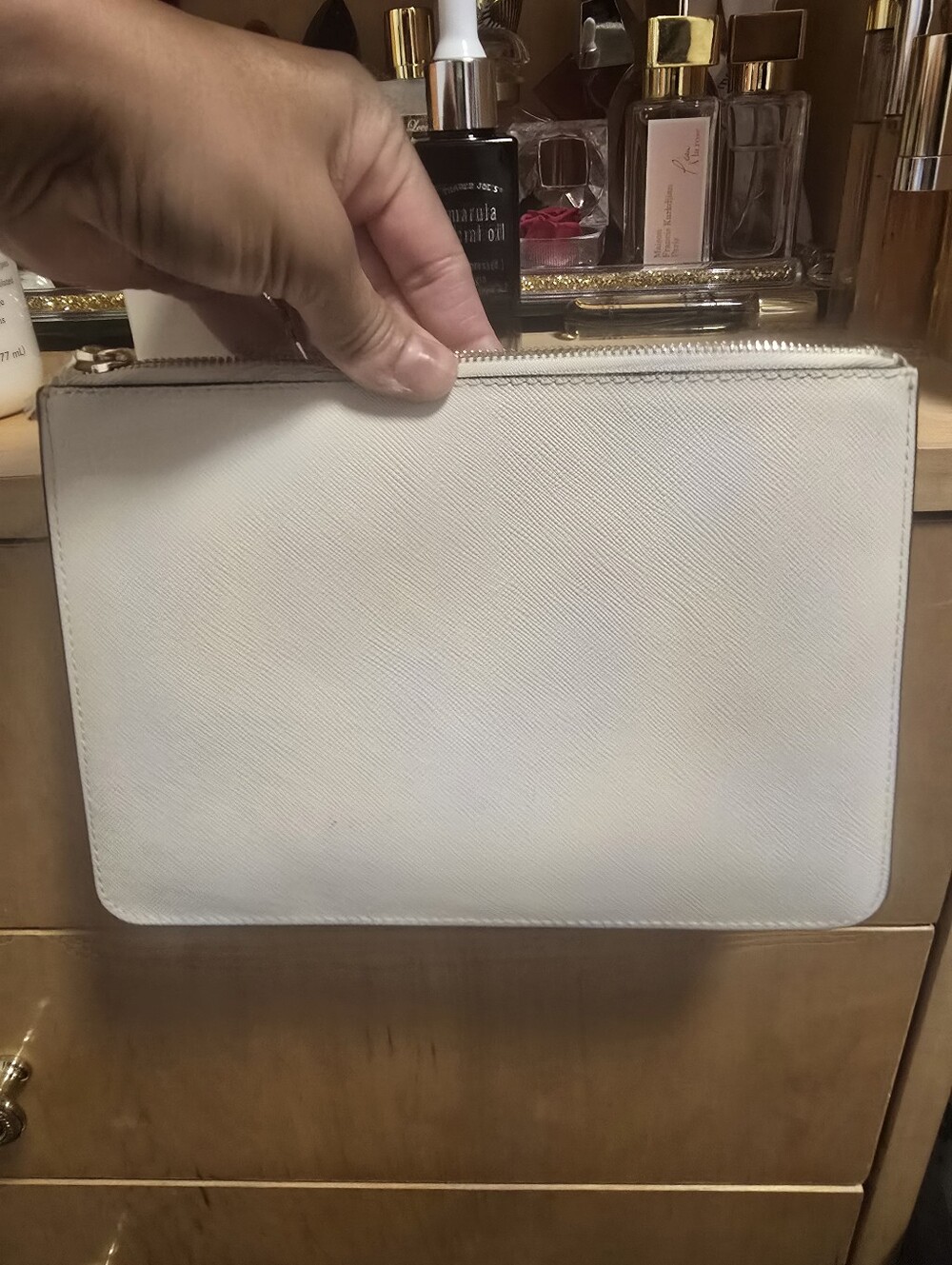 Kate Spade New York Cream Saffiano Leather Zip Pouch